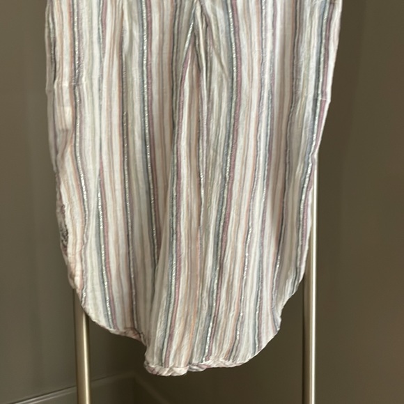 DIAB’LESS tunic - coverup w/ lurex & pale colored stripes. button front closures - Picture 9 of 11